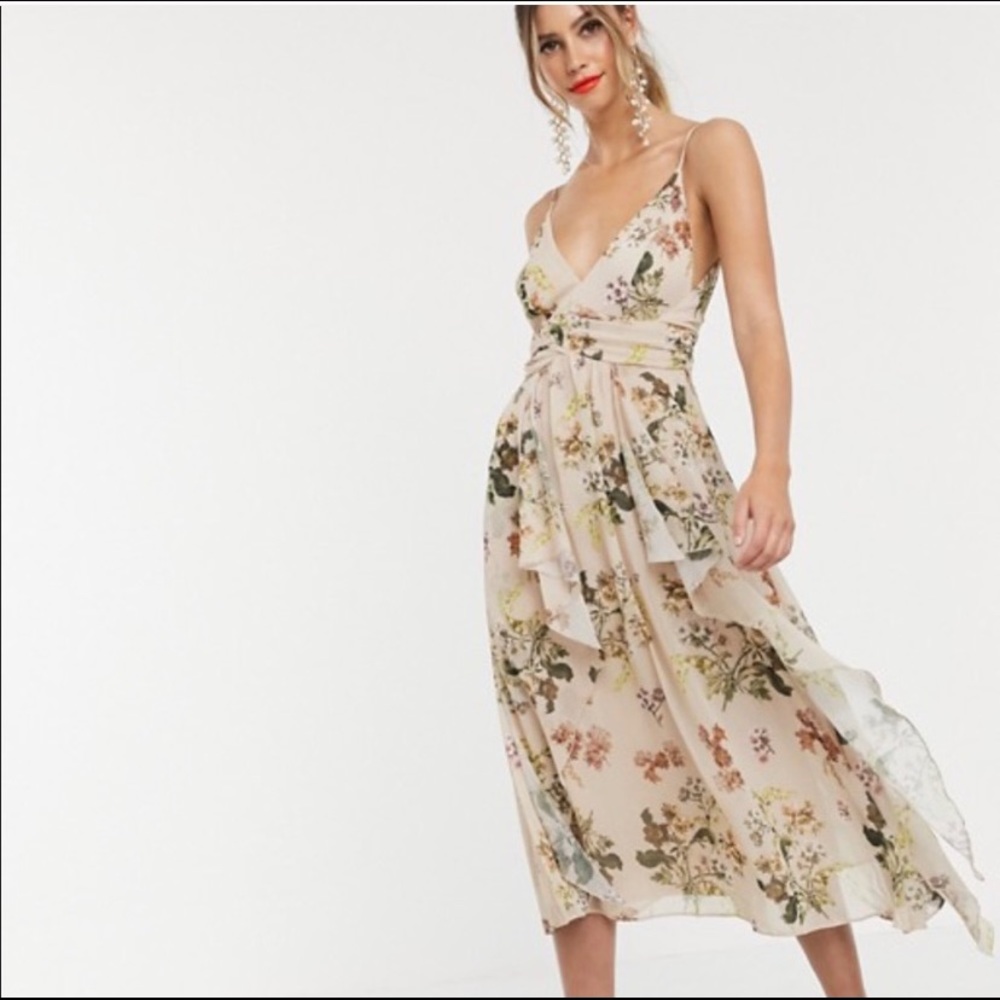 ASOS Cami Layered Midi Dress Floral Size 6